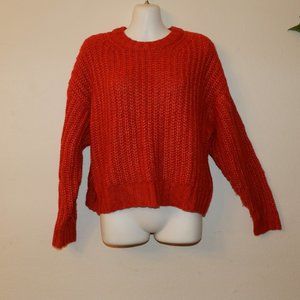 American Eagle circle neck, long sleeve, vertical knit pattern, red sweater